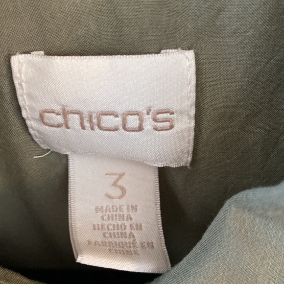 Chico’s Size 3 Long Utility Shirt Pocket Sage Green Button Down Blouse Chicos XL - Picture 9 of 9